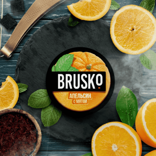Brusko / Бестабачная смесь Brusko Strong Апельсин с мятой, 50г в ХукаГиперМаркете Т24