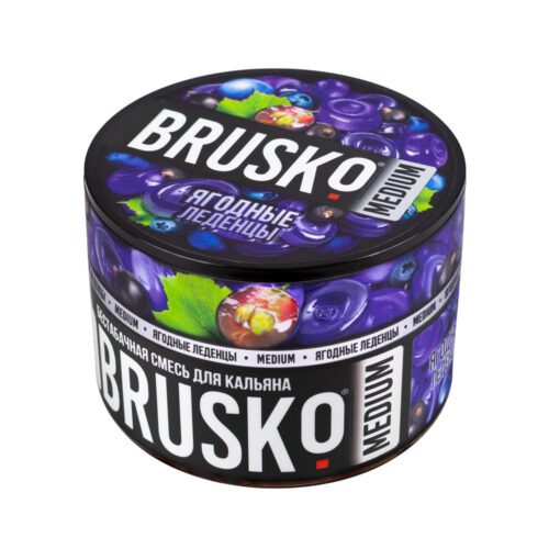 Brusko / Бестабачная смесь Brusko Medium Ягодные леденцы, 50г в ХукаГиперМаркете Т24