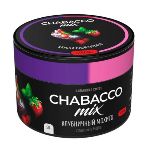 CHABACCO / Бестабачная смесь Chabacco Mix Strong Strawberry Mojito, 50г в ХукаГиперМаркете Т24